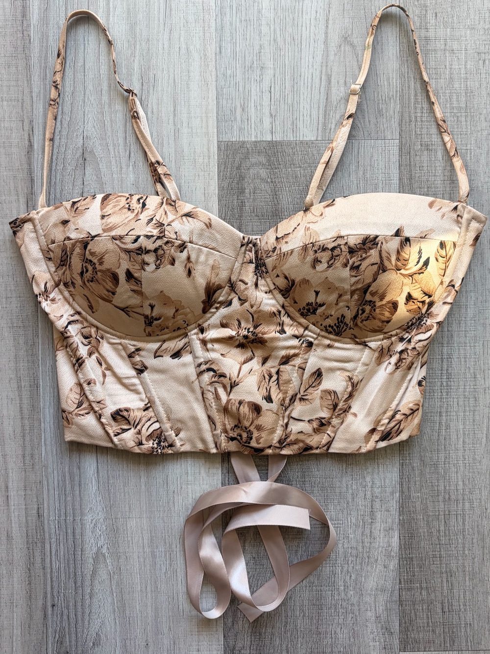 Floral Longline Bustier Camisole in Blush